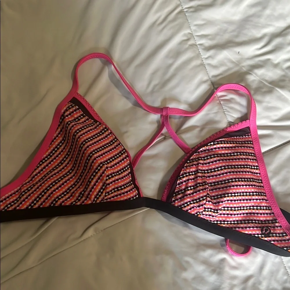 lululemon athletica Pink, Orange and Black Bikini Top